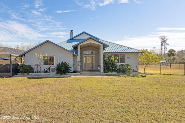 view of front of home with a front yard