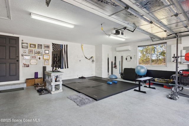 workout area with an AC wall unit