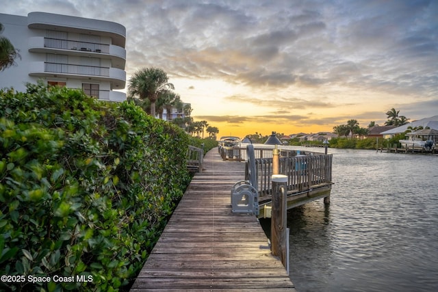 view of dock featuring a water view