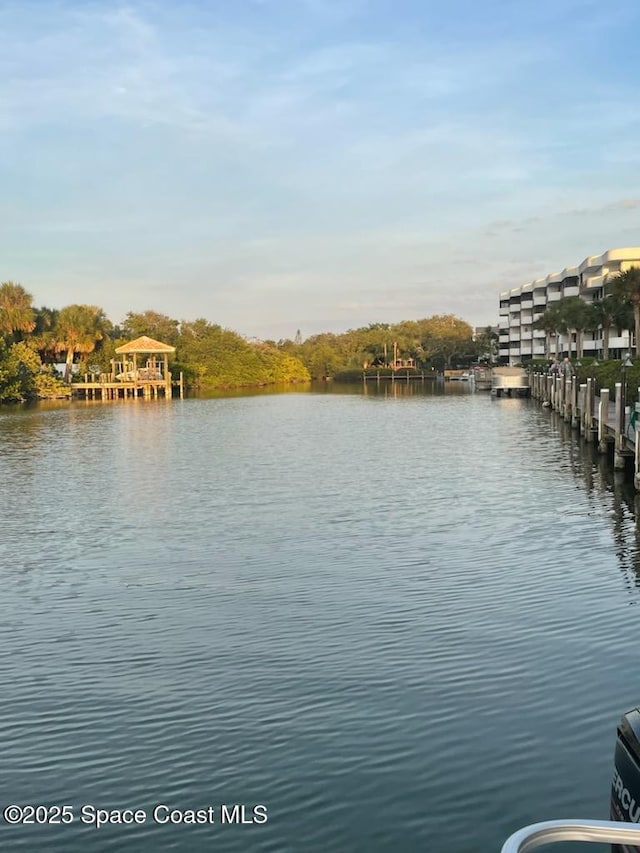 view of water feature featuring a dock