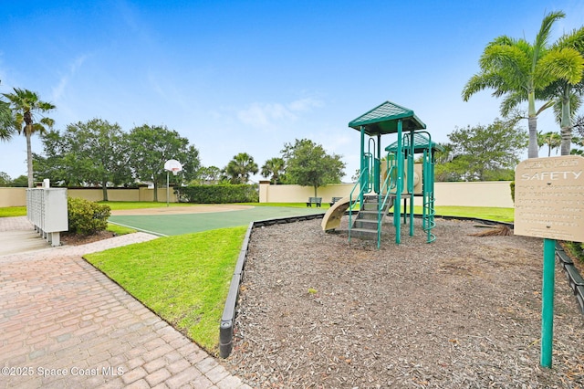 view of play area featuring basketball court