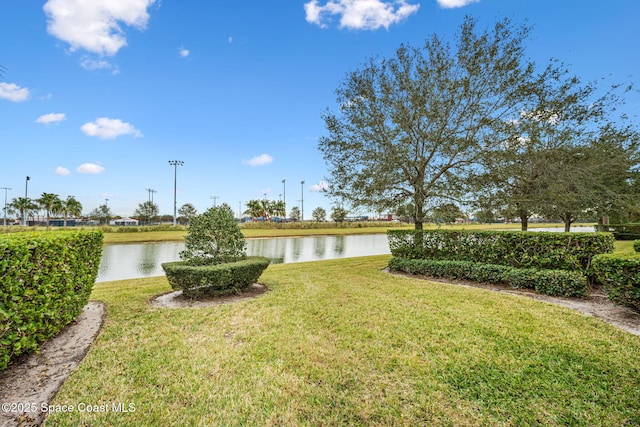 view of yard featuring a water view