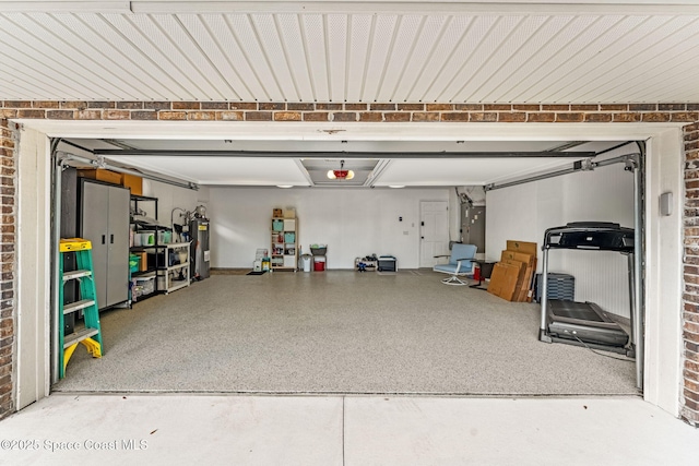 garage featuring water heater