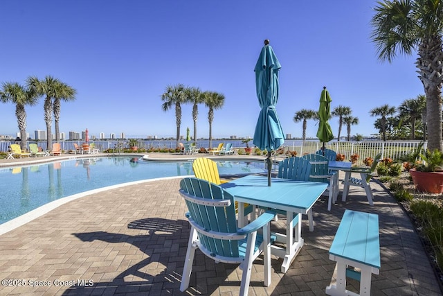 view of pool featuring a patio