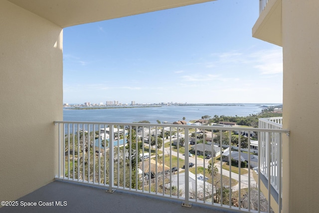 balcony with a water view