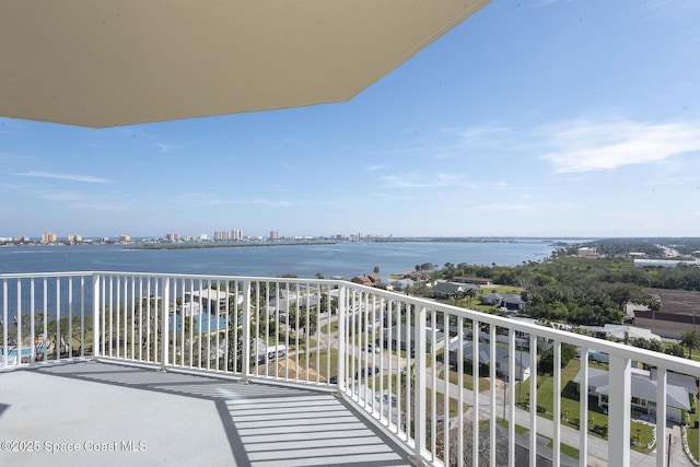 balcony with a water view