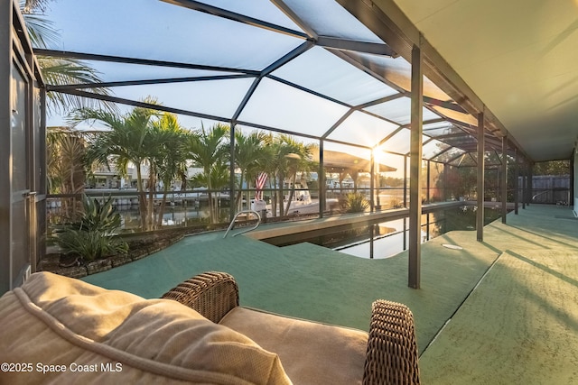 view of pool with a lanai