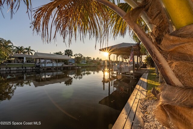 dock area featuring a water view