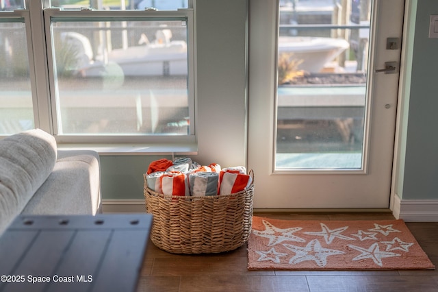 details with hardwood / wood-style floors