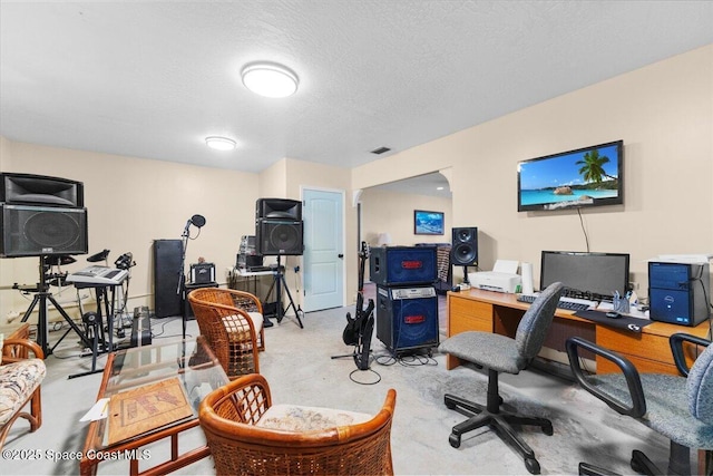 office featuring a textured ceiling