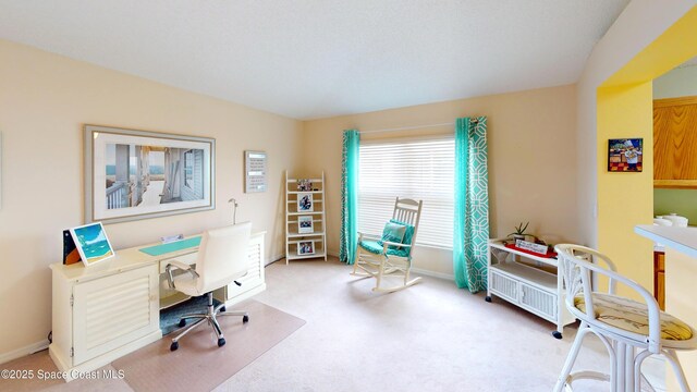 view of carpeted home office