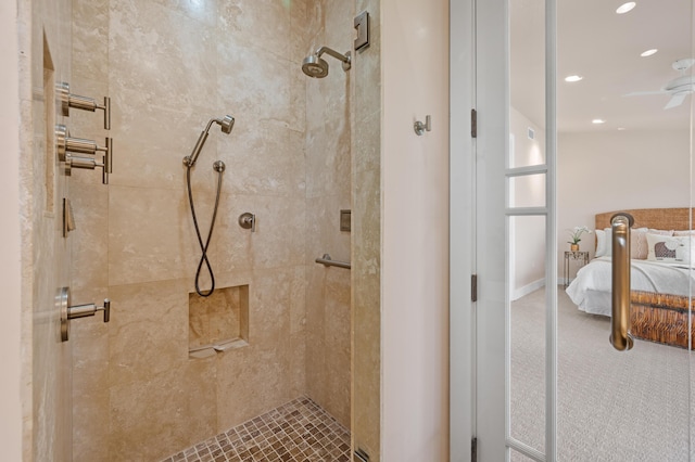 bathroom featuring tiled shower