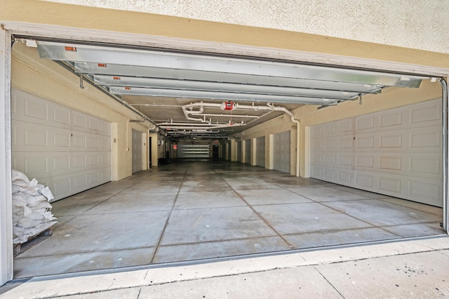 garage with a garage door opener