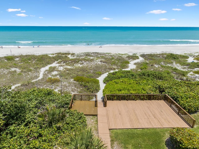 view of water feature featuring a beach view