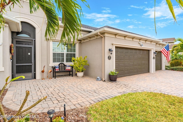 exterior space with a garage