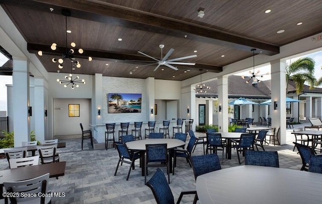 view of patio with ceiling fan