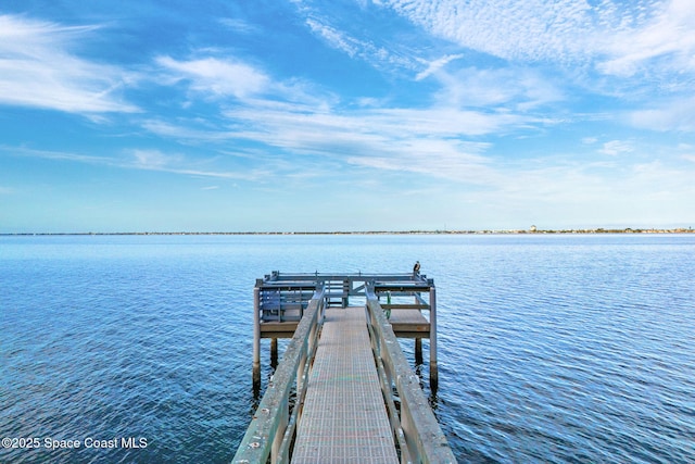 view of dock featuring a water view