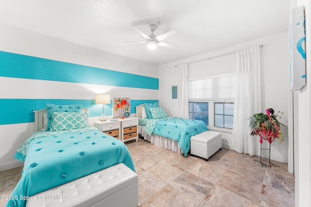 bedroom featuring ceiling fan