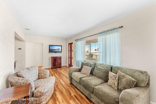 living room featuring light hardwood / wood-style flooring