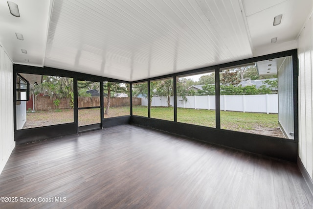 view of unfurnished sunroom