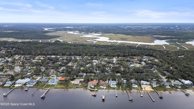 bird's eye view featuring a water view