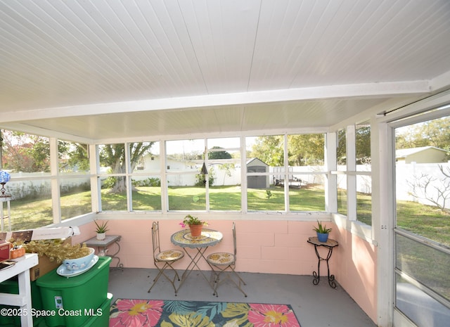 view of unfurnished sunroom