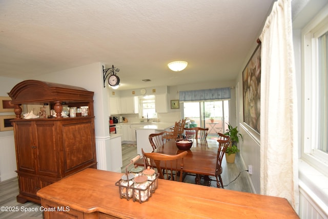 dining area featuring sink