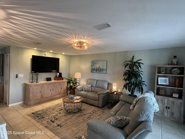 view of tiled living room