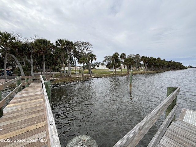 view of dock featuring a water view