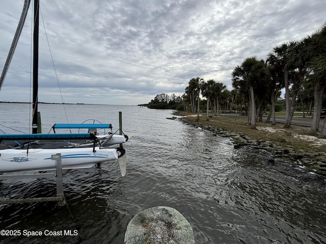 dock area featuring a water view