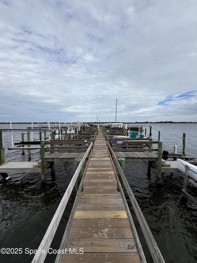 view of dock featuring a water view