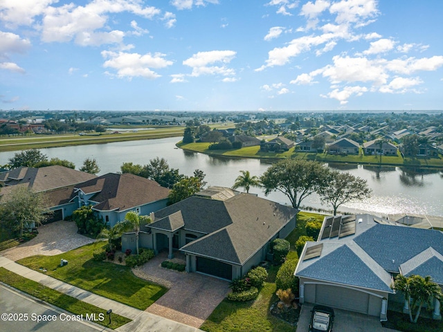 bird's eye view featuring a water view