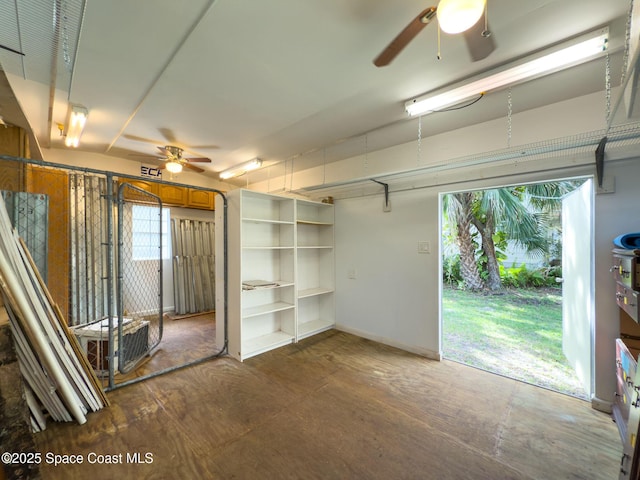 garage with ceiling fan