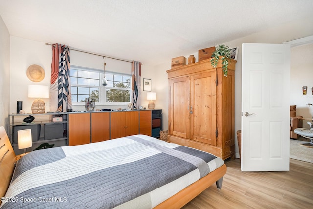 bedroom with light hardwood / wood-style floors