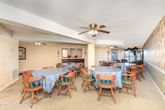 view of carpeted dining room