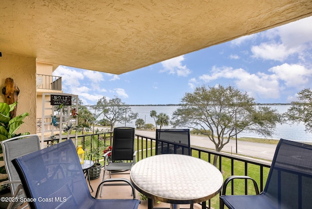 balcony with a water view