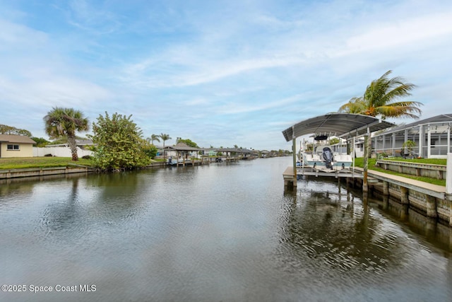 dock area featuring a water view