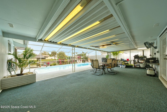 view of pool featuring a patio and a lanai