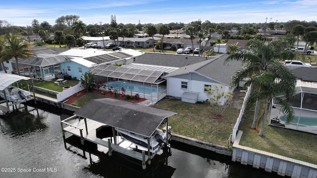 bird's eye view featuring a water view