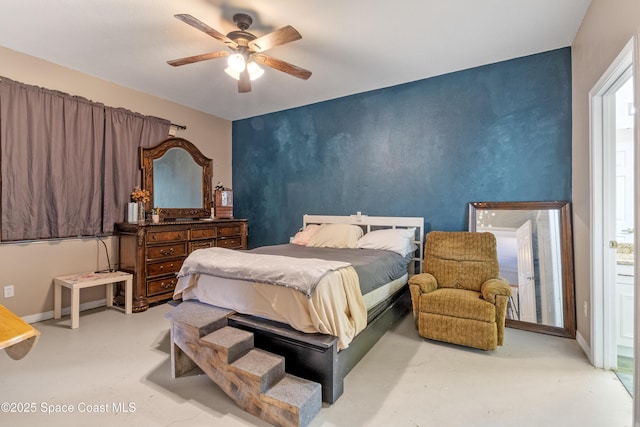 bedroom featuring ceiling fan