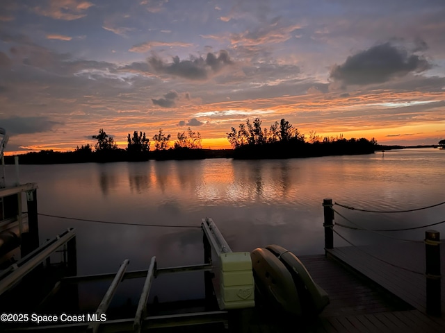 view of dock featuring a water view