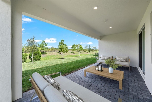 view of patio featuring an outdoor hangout area