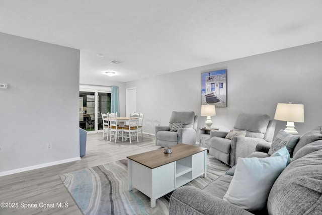 living room featuring light hardwood / wood-style floors