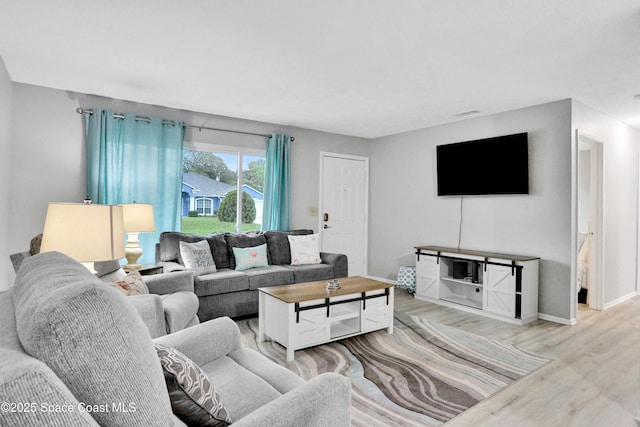 living room with wood-type flooring