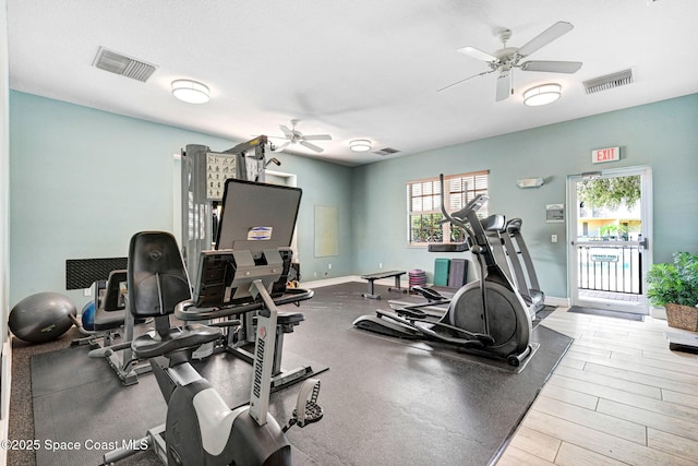 gym with ceiling fan