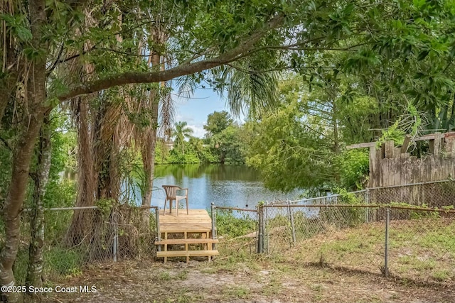 view of yard with a water view