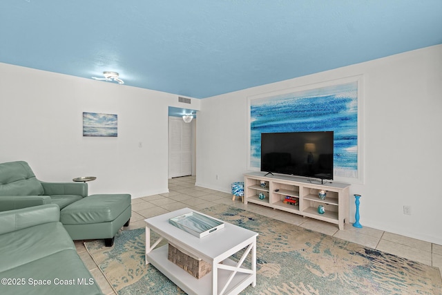 view of tiled living room