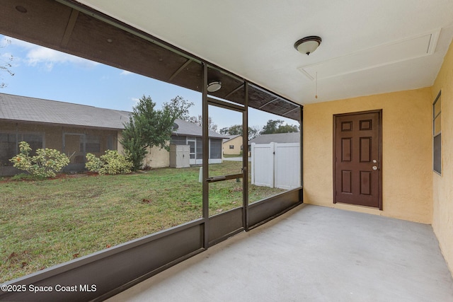 view of unfurnished sunroom