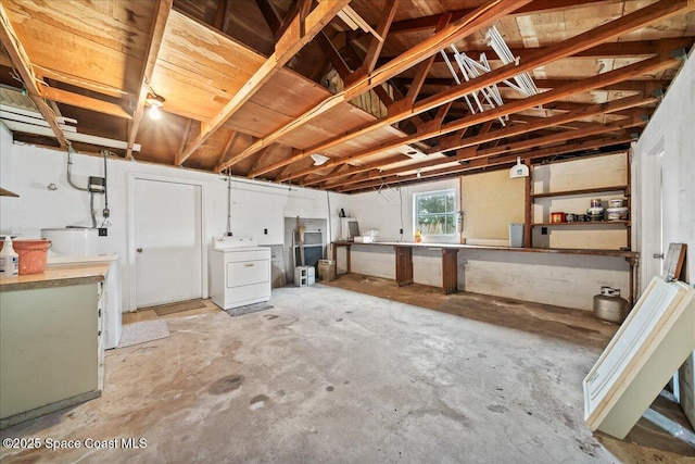 basement featuring washer / clothes dryer