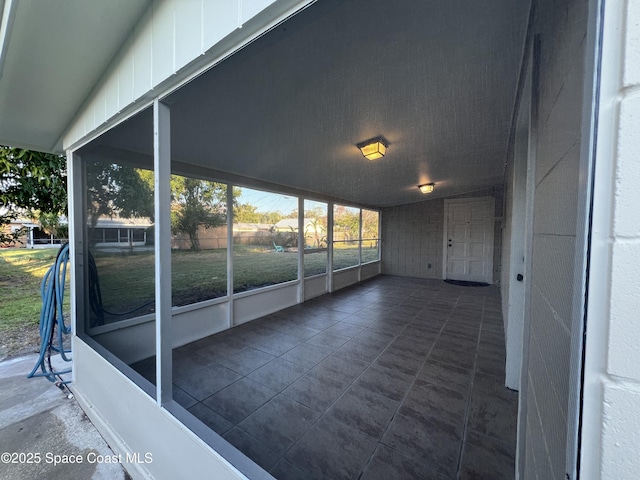 view of unfurnished sunroom